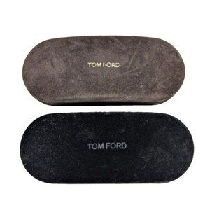 Tom Ford Black & Brown Velvet Logo Eyeglass Sunglass Case 2 of Them EUC